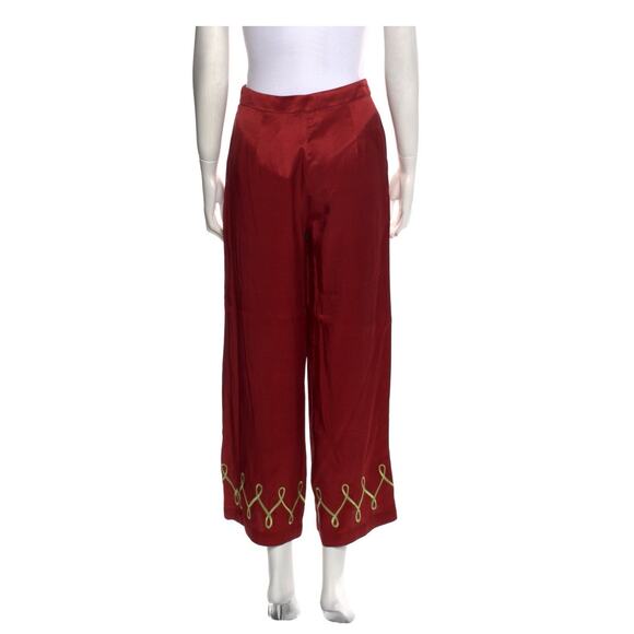 NWT Kitri Maroon Satin Embroidered Pull On Pants M - Picture 5 of 5
